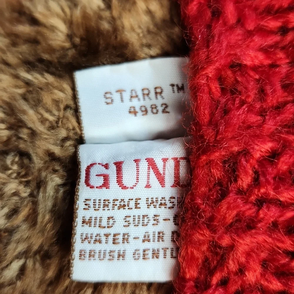 Vintage Gund Inc Starr 4982 Brown Plush Moose Toy with Red Sweater